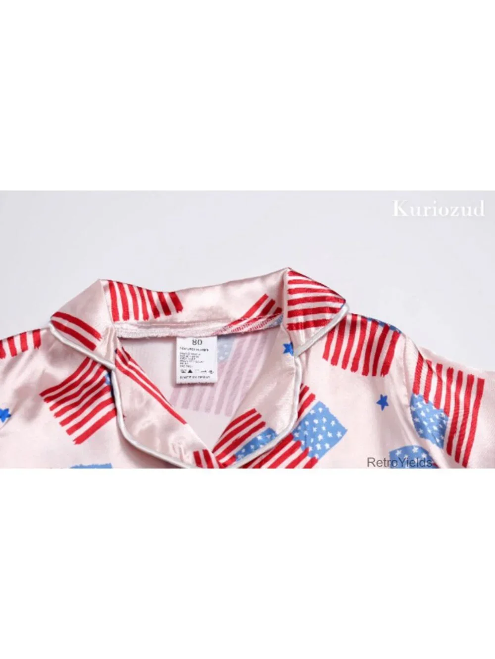 Kids 4th of July Pajama Set Button Top Shorts Sleepwear